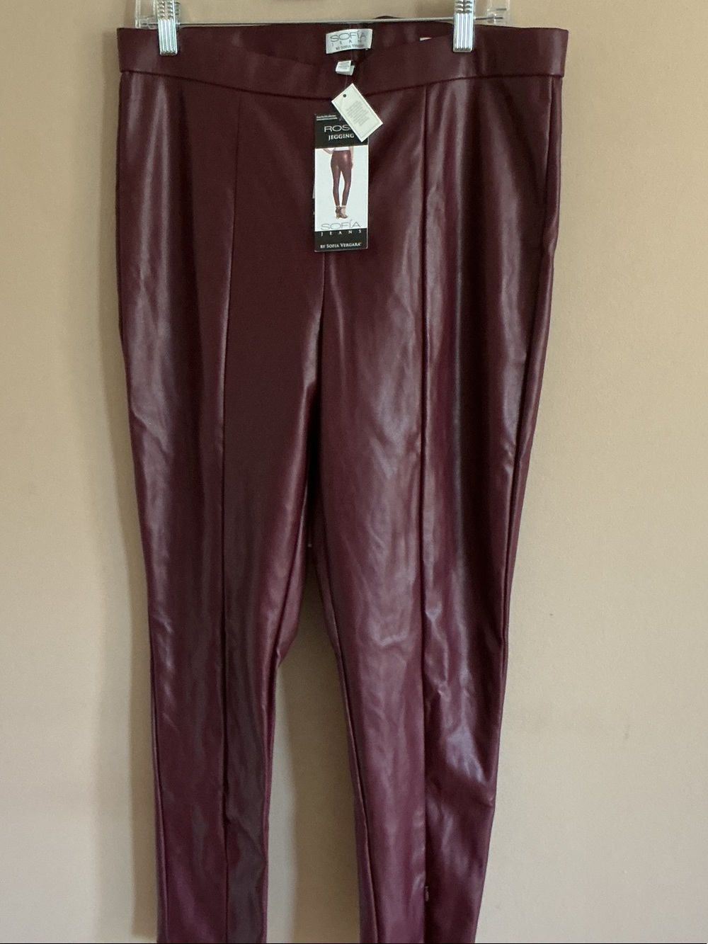 sofia by sofia vergara Burgundy Faux Leather Jeggings